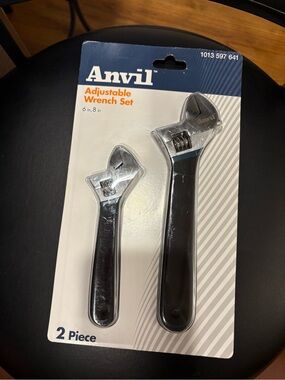 Anvil Adjustable Wrench Set - Black and Silver